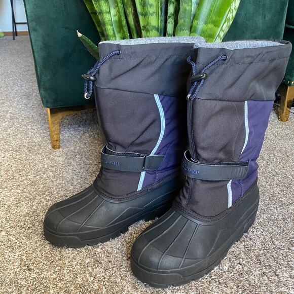 L.L. Bean black and blue snow boots kids size 7 - Picture 1 of 7